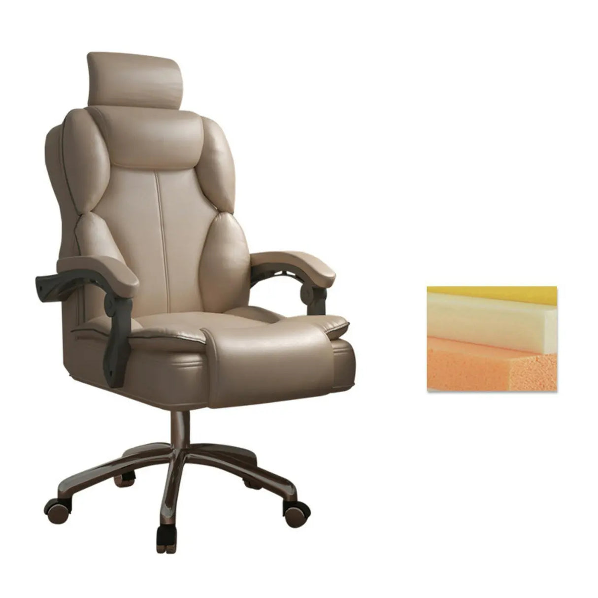 Ergonomic Adjustable Reclining Office Chair with Headrest Image - 35