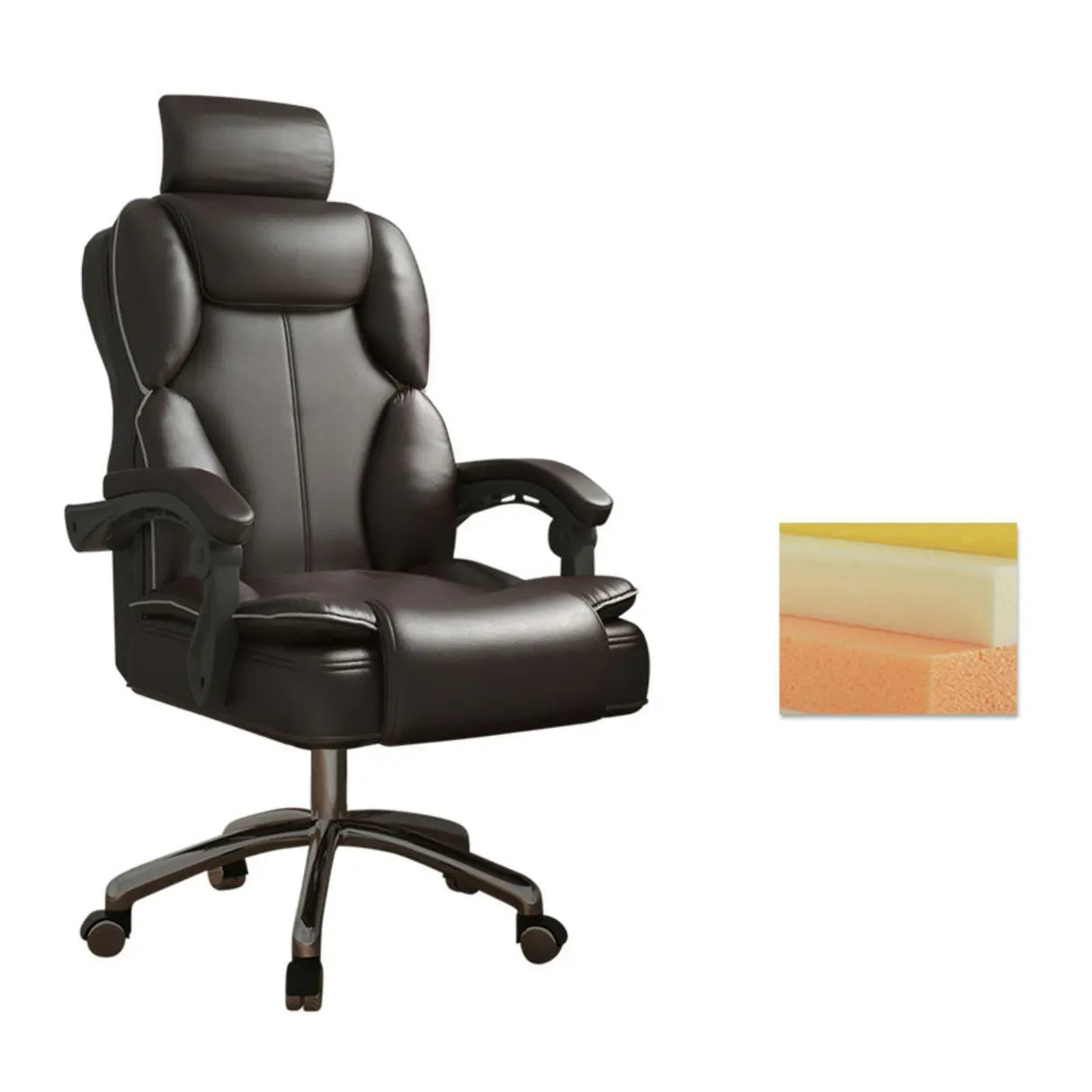 Ergonomic Adjustable Reclining Office Chair with Headrest Image - 36