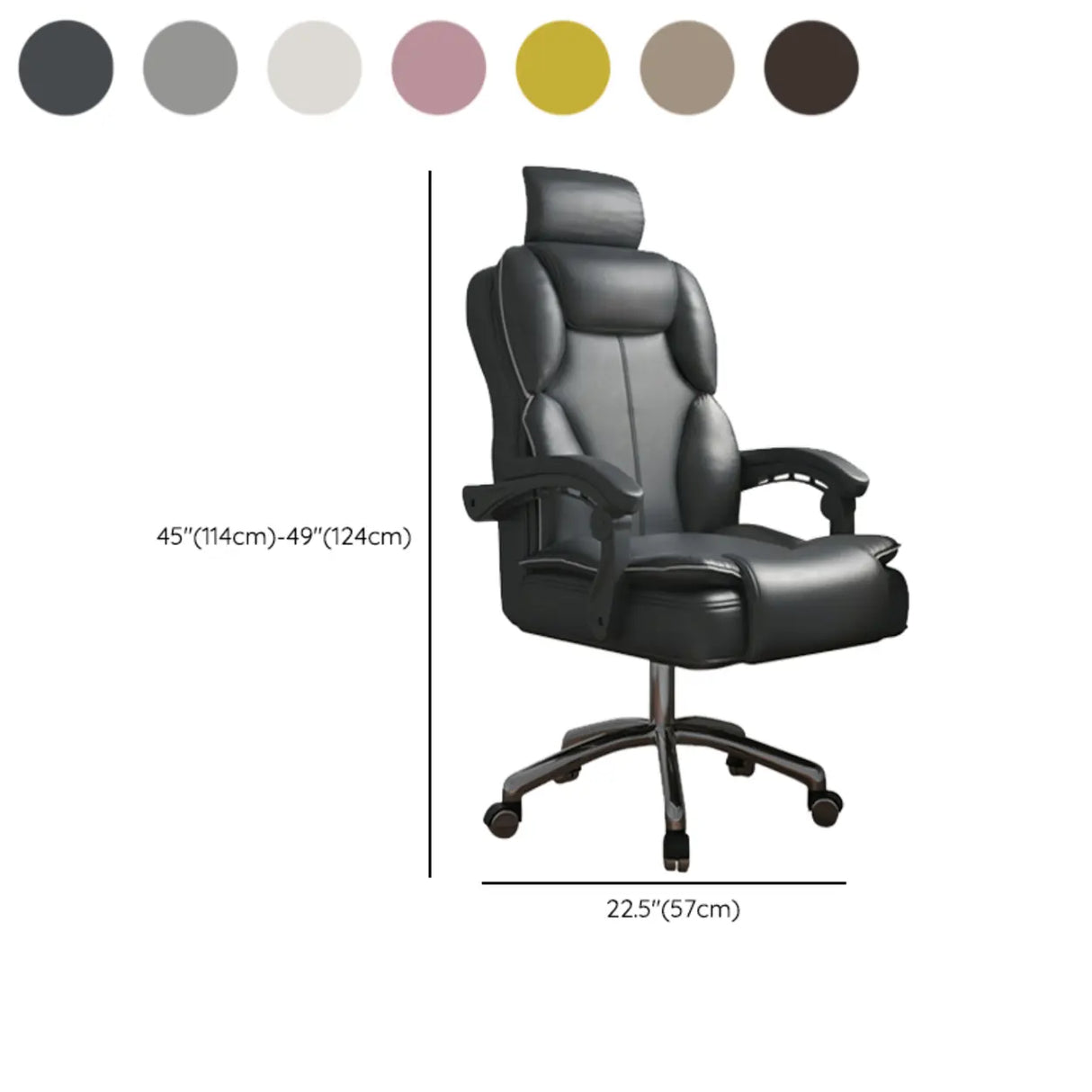 Ergonomic Adjustable Reclining Office Chair with Headrest Image - 38