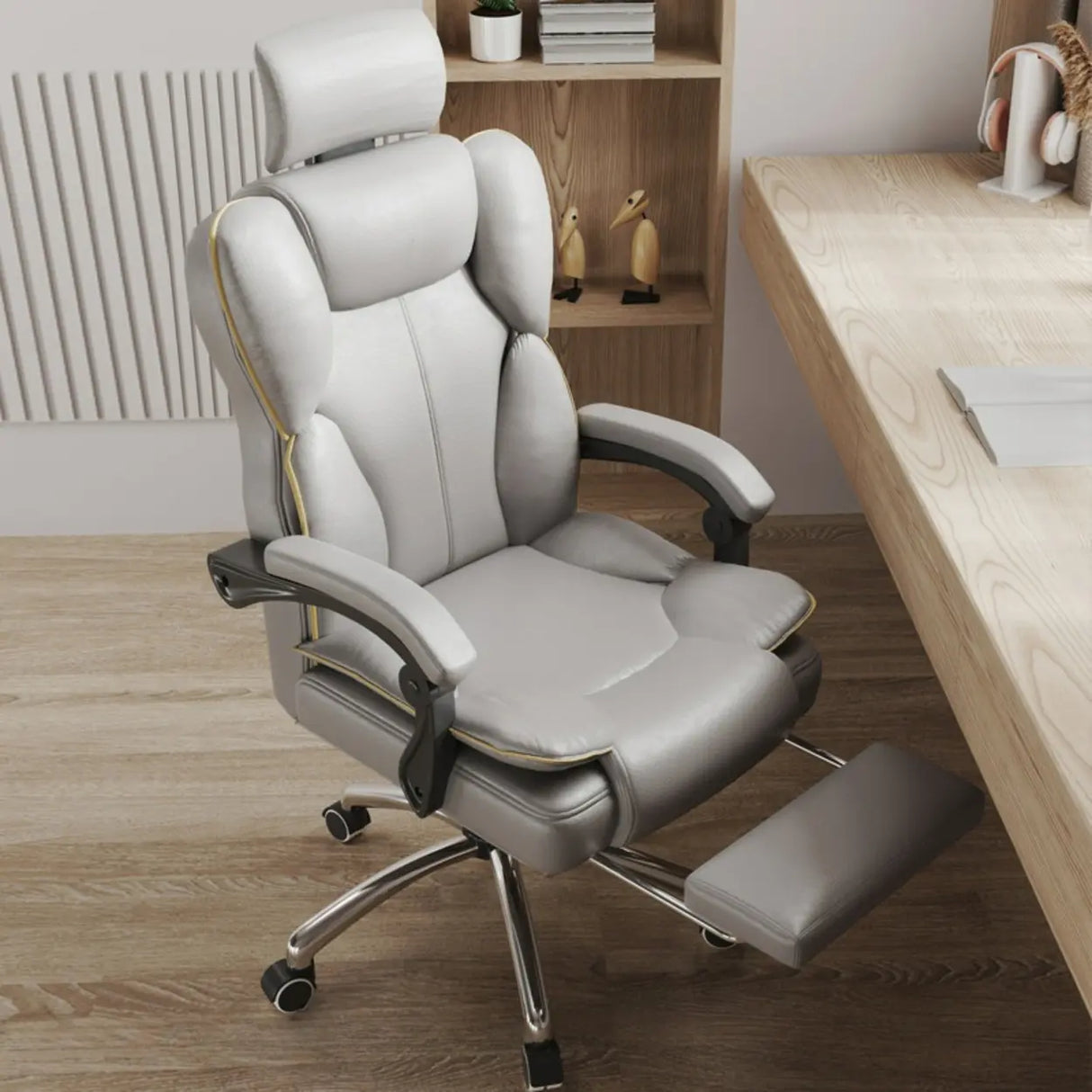 Ergonomic Adjustable Reclining Office Chair with Headrest Image - 4