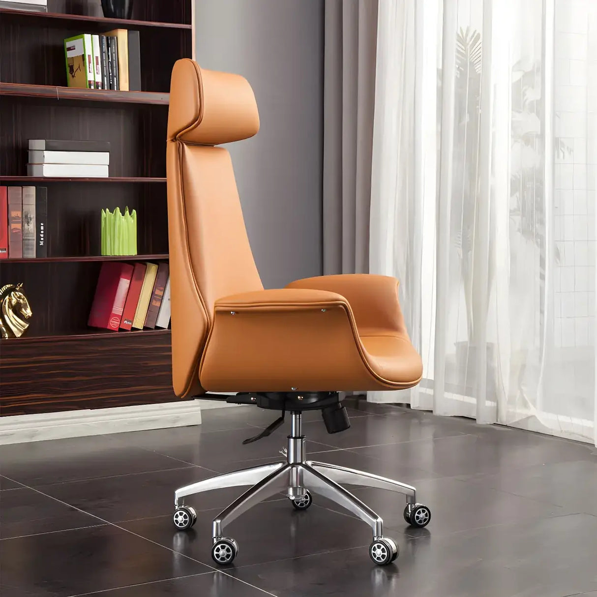 Ergonomic Adjustable Swivel Leather Executive Office Chair Image - 4