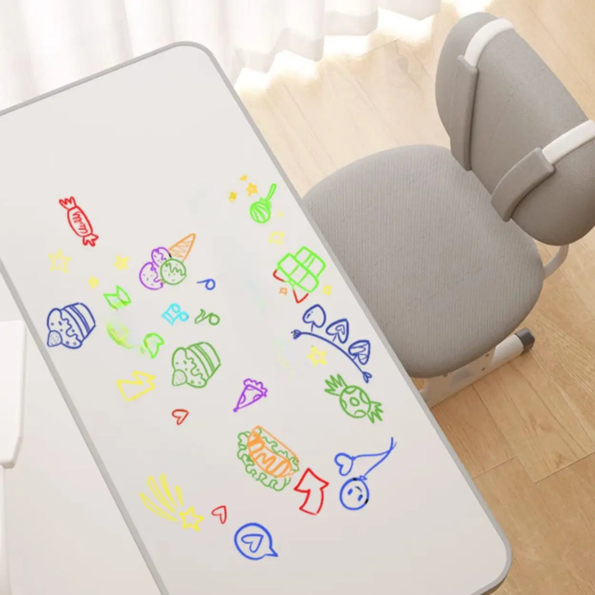 Ergonomic Adjustable White Kids Desk with Storage Shelf Image - 8