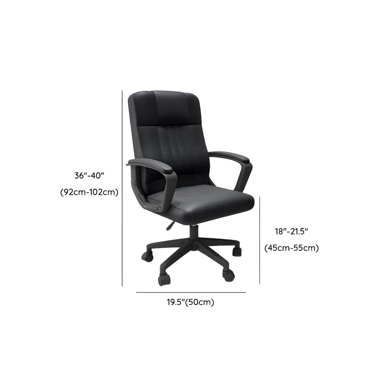 Ergonomic Black Nylon Leather Office Chair with Arms Image - 11