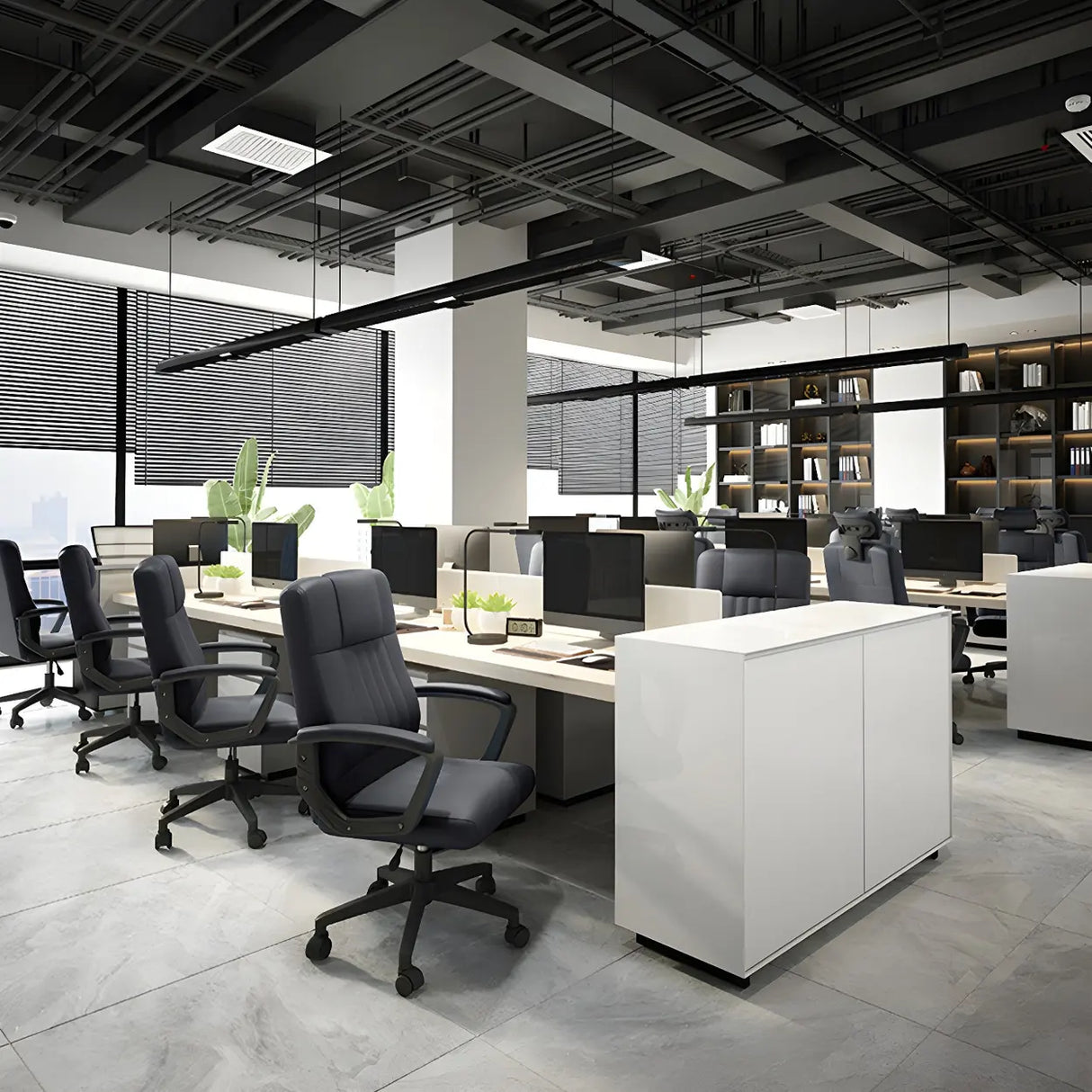 Ergonomic Black Nylon Leather Office Chair with Arms Image - 4