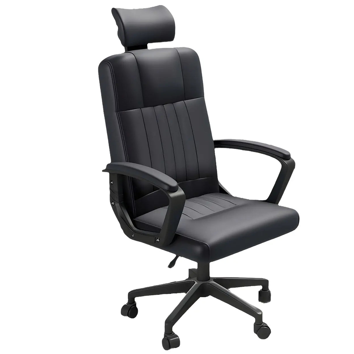 Ergonomic Black Nylon Leather Office Chair with Arms Image - 5