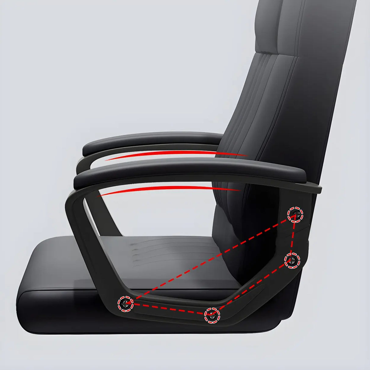 Ergonomic Black Nylon Leather Office Chair with Arms Image - 6