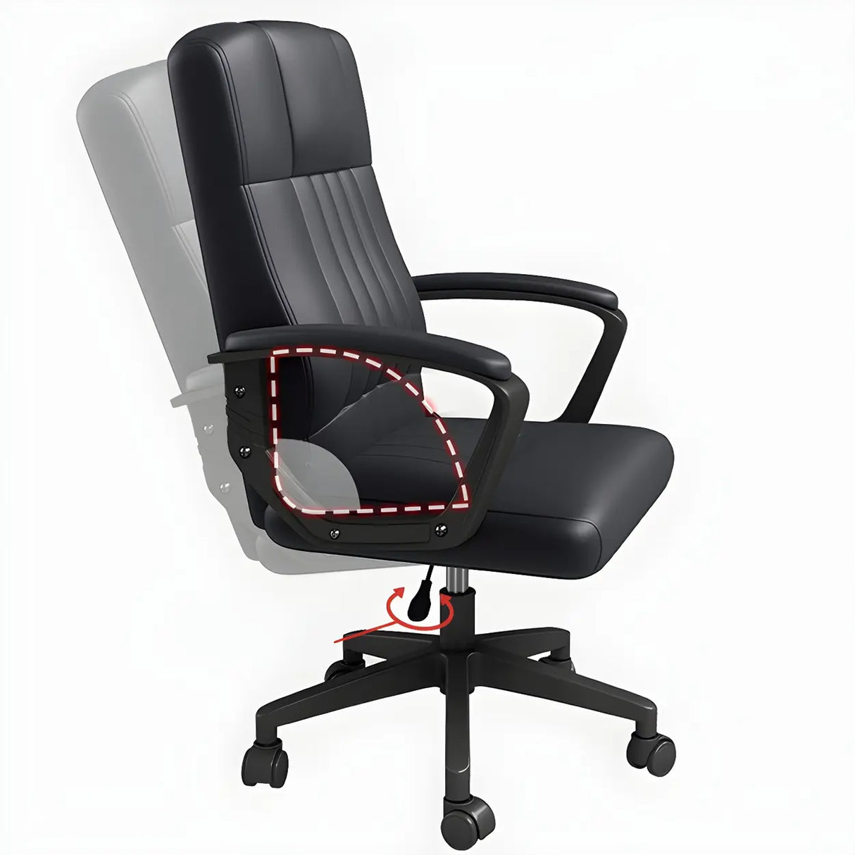 Ergonomic Black Nylon Leather Office Chair with Arms Image - 7