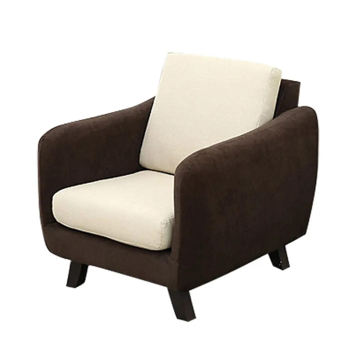 Ergonomic Brown Linen Loose Back Wood Frame Arm Chair Image - 10