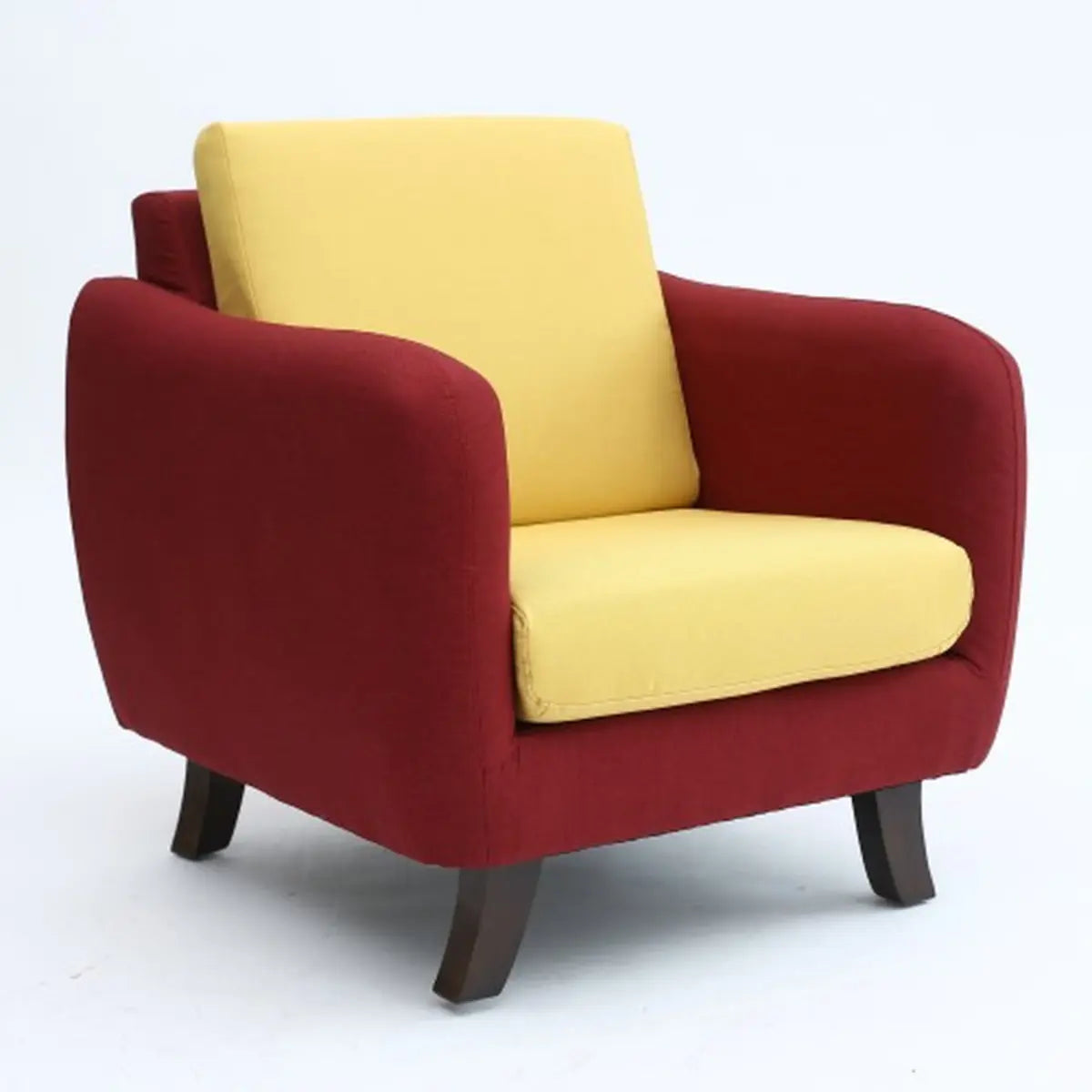 Ergonomic Brown Linen Loose Back Wood Frame Arm Chair Image - 16