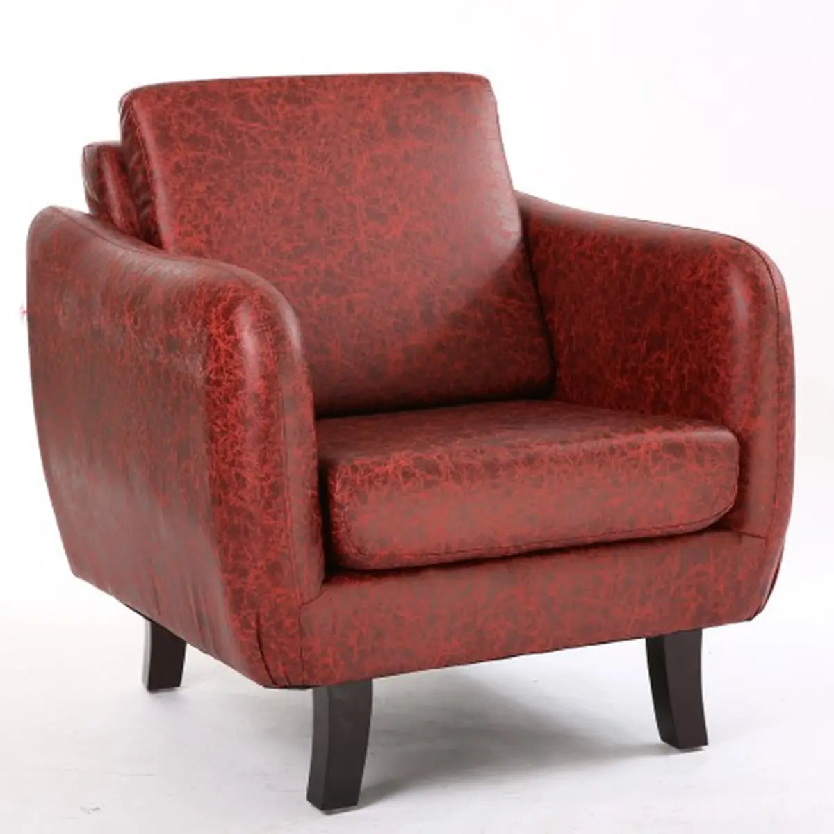 Ergonomic Brown Linen Loose Back Wood Frame Arm Chair Image - 2