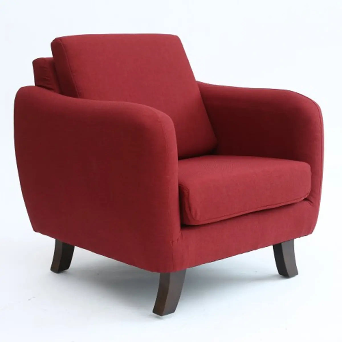 Ergonomic Brown Linen Loose Back Wood Frame Arm Chair Image - 22