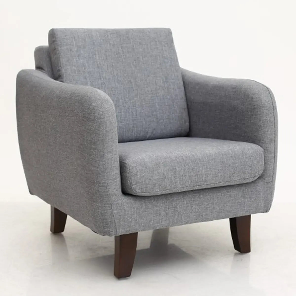 Ergonomic Brown Linen Loose Back Wood Frame Arm Chair Image - 23