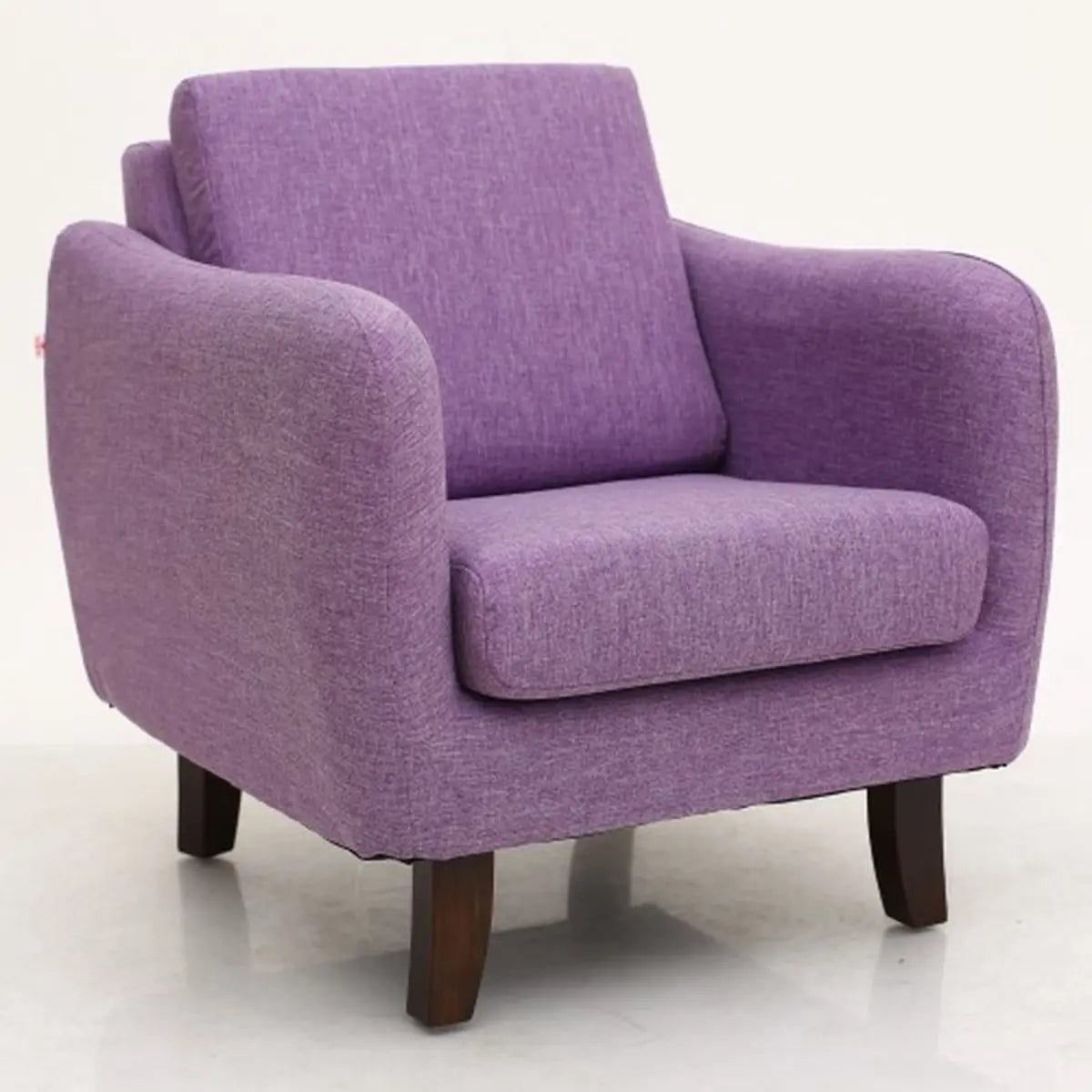 Ergonomic Brown Linen Loose Back Wood Frame Arm Chair Image - 25