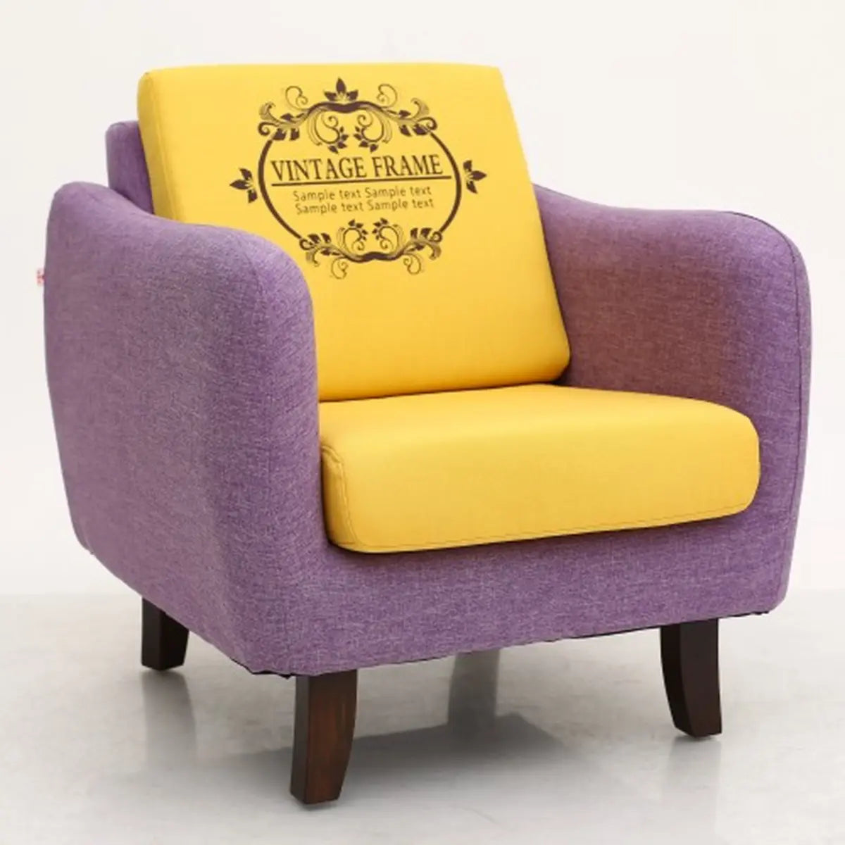 Ergonomic Brown Linen Loose Back Wood Frame Arm Chair Image - 34