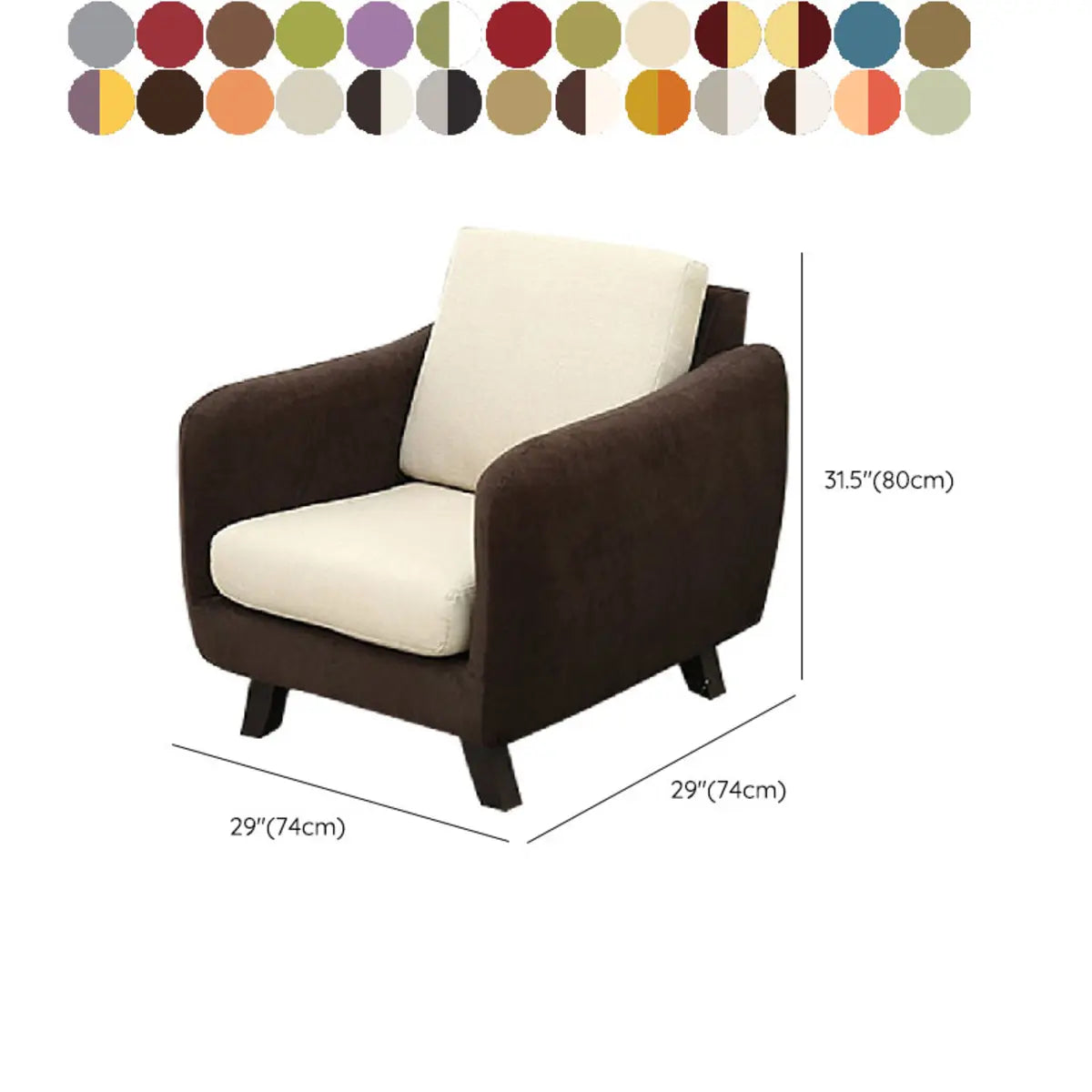 Ergonomic Brown Linen Loose Back Wood Frame Arm Chair Image - 38