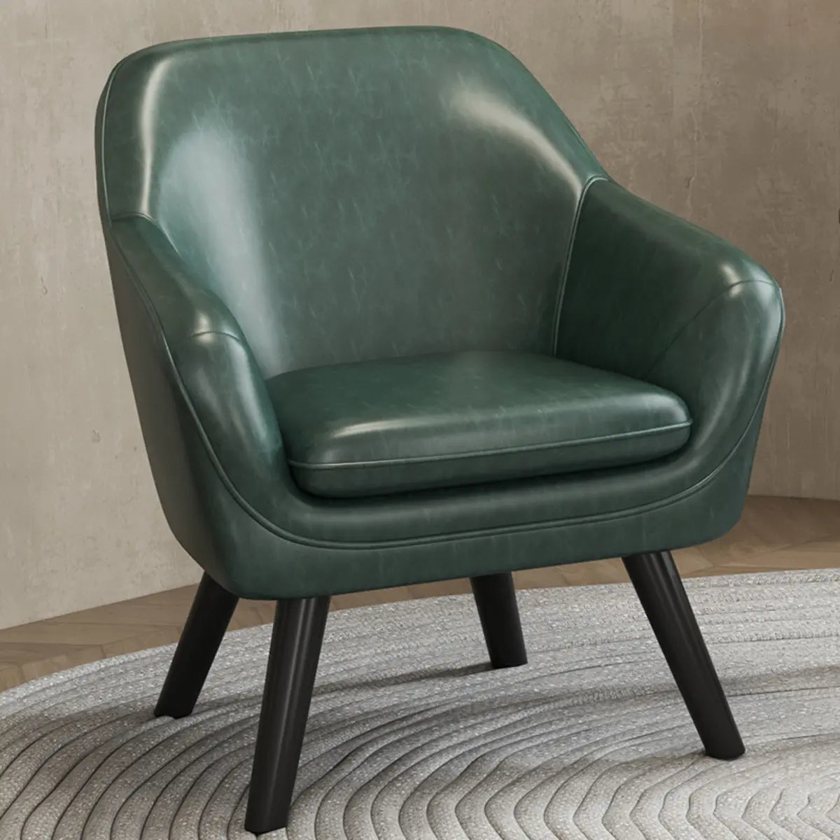 Ergonomic Brown Oiled Leather Fixed Back Accent Chair Image - 3