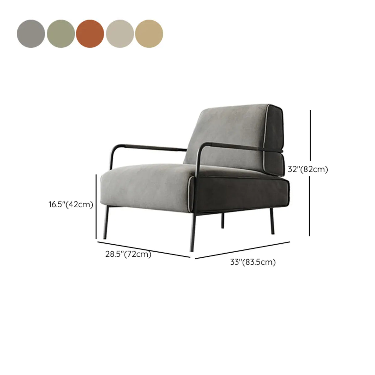 Ergonomic Camel Abrasive Cloth Fixed Back Arm Chair