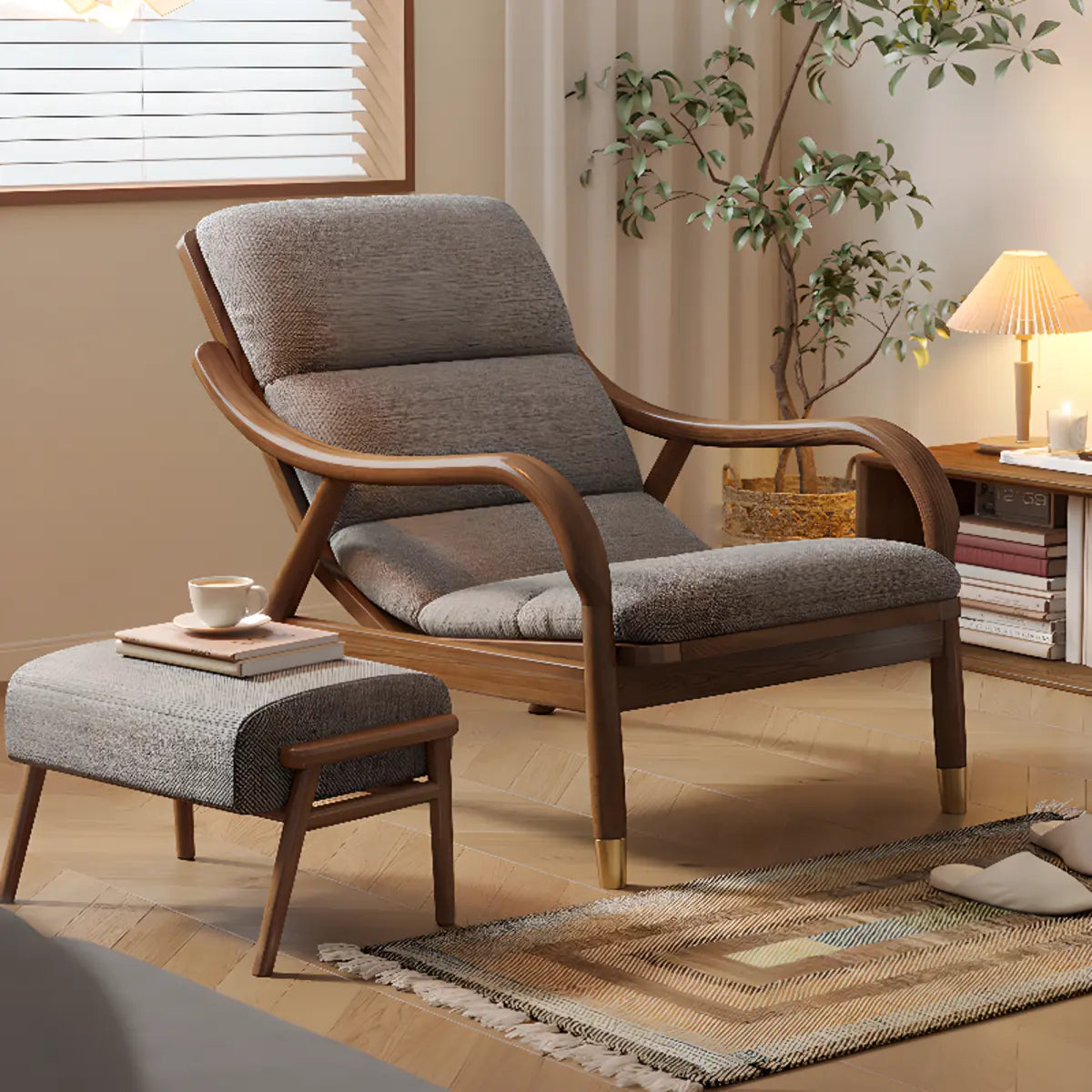 Ergonomic Coffee Sewn Pillow Back Reclining Arm Chair Image - 1