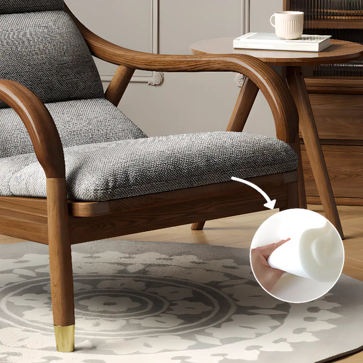 Ergonomic Coffee Sewn Pillow Back Reclining Arm Chair Image - 12