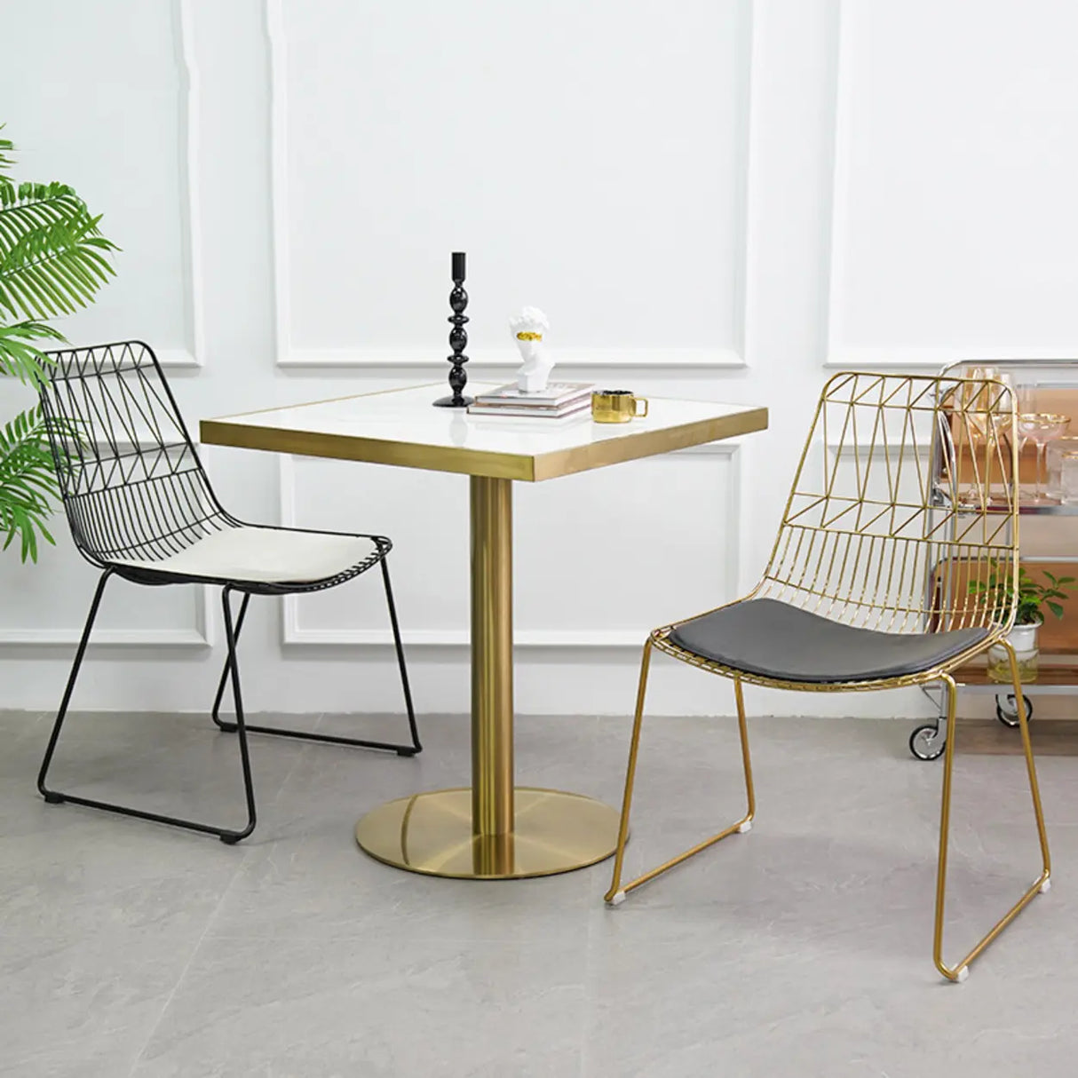 Ergonomic Curved Open Wireframe Metal Dining Chair Image - 1