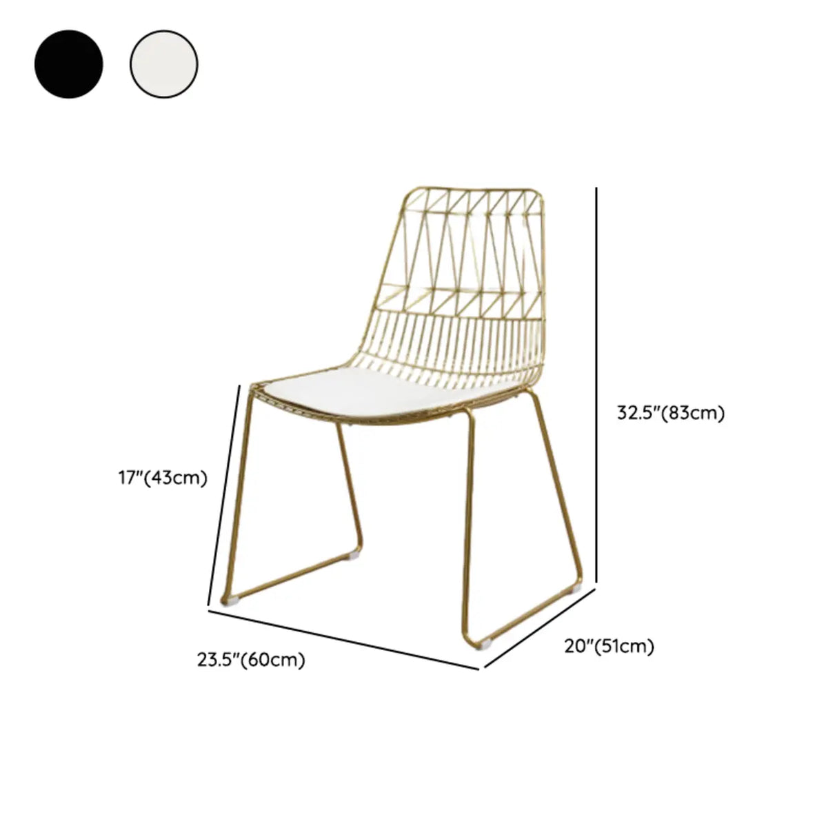 Ergonomic Curved Open Wireframe Metal Dining Chair