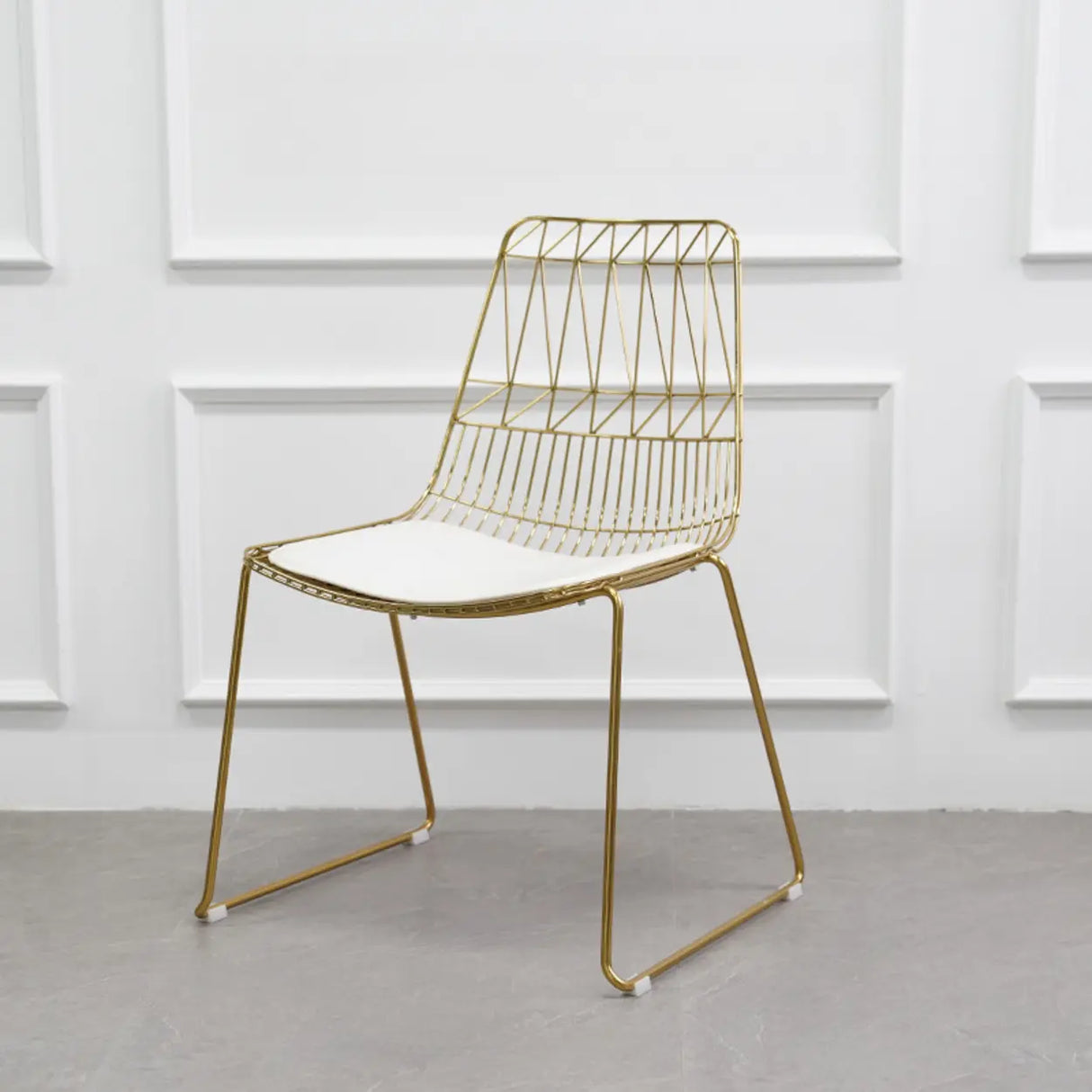 Ergonomic Curved Open Wireframe Metal Dining Chair Image - 8