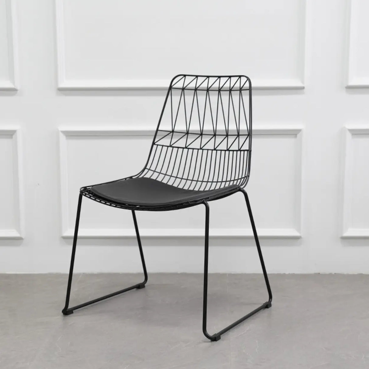 Ergonomic Curved Open Wireframe Metal Dining Chair Image - 9