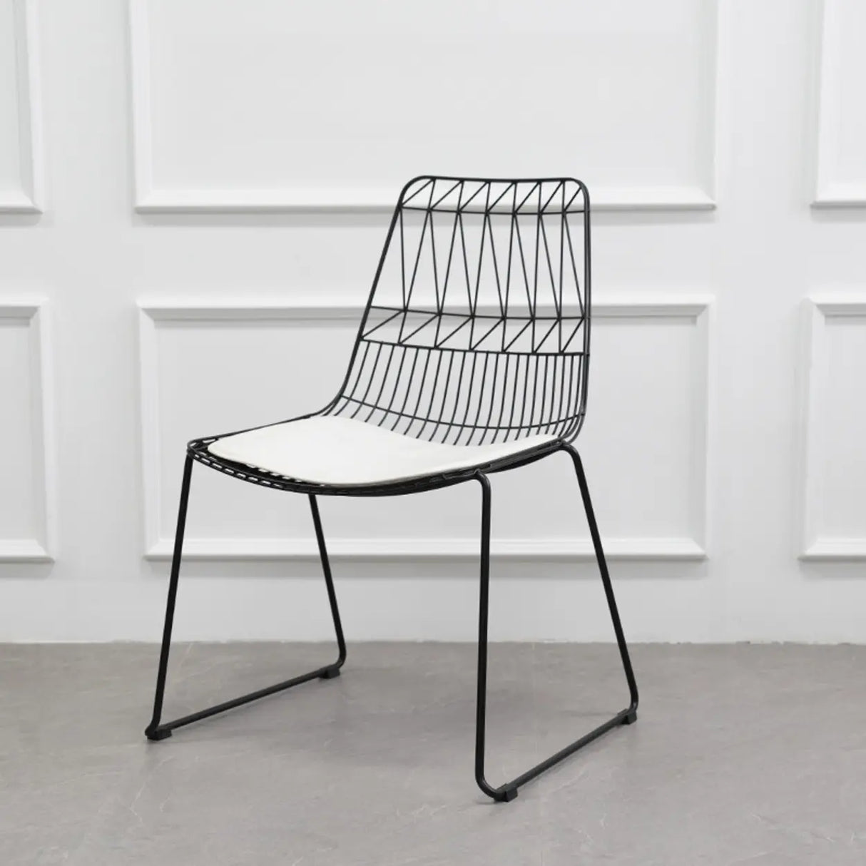 Ergonomic Curved Open Wireframe Metal Dining Chair Image - 10