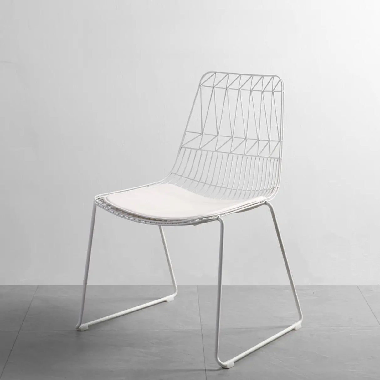 Ergonomic Curved Open Wireframe Metal Dining Chair Image - 11