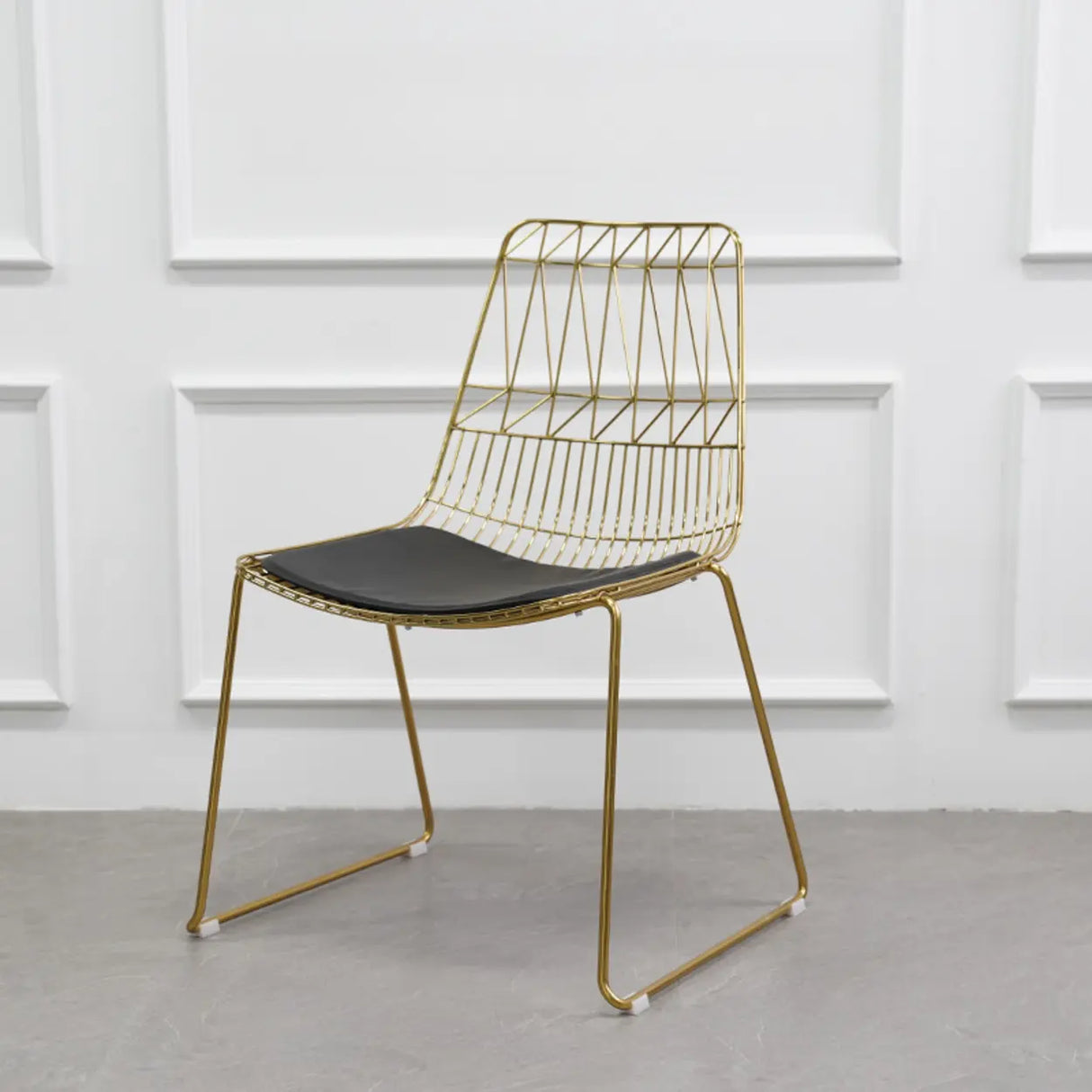 Ergonomic Curved Open Wireframe Metal Dining Chair Image - 12