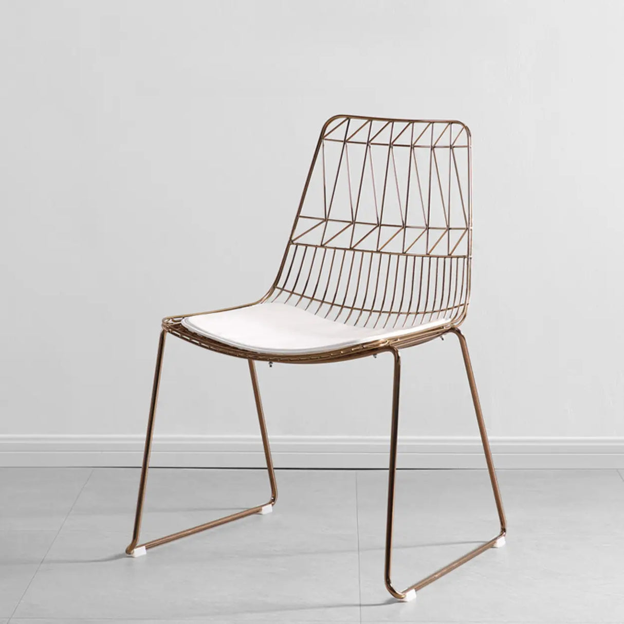 Ergonomic Curved Open Wireframe Metal Dining Chair Image - 6