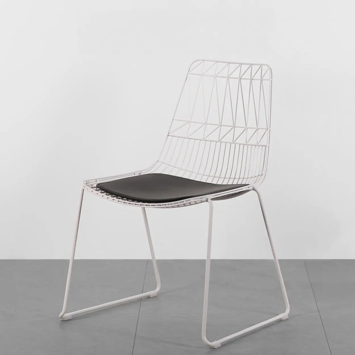 Ergonomic Curved Open Wireframe Metal Dining Chair Image - 13