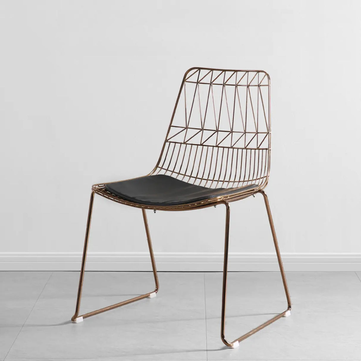 Ergonomic Curved Open Wireframe Metal Dining Chair Image - 7