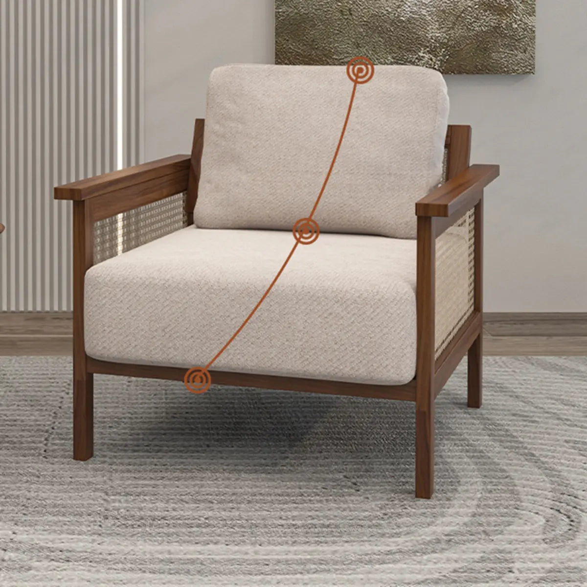 Ergonomic Faux Cotton Linen Tight Back Arm Chair Image - 5