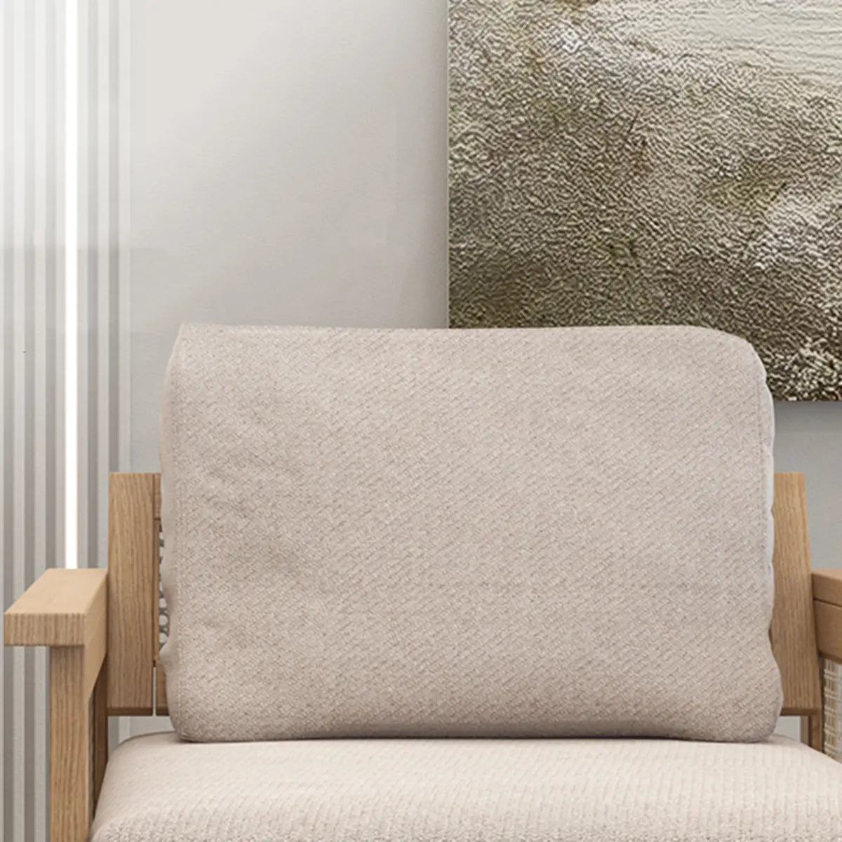 Ergonomic Faux Cotton Linen Tight Back Arm Chair Image - 8