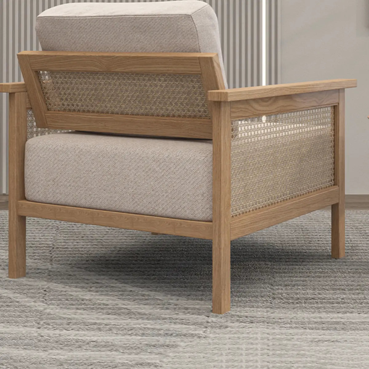 Ergonomic Faux Cotton Linen Tight Back Arm Chair Image - 9