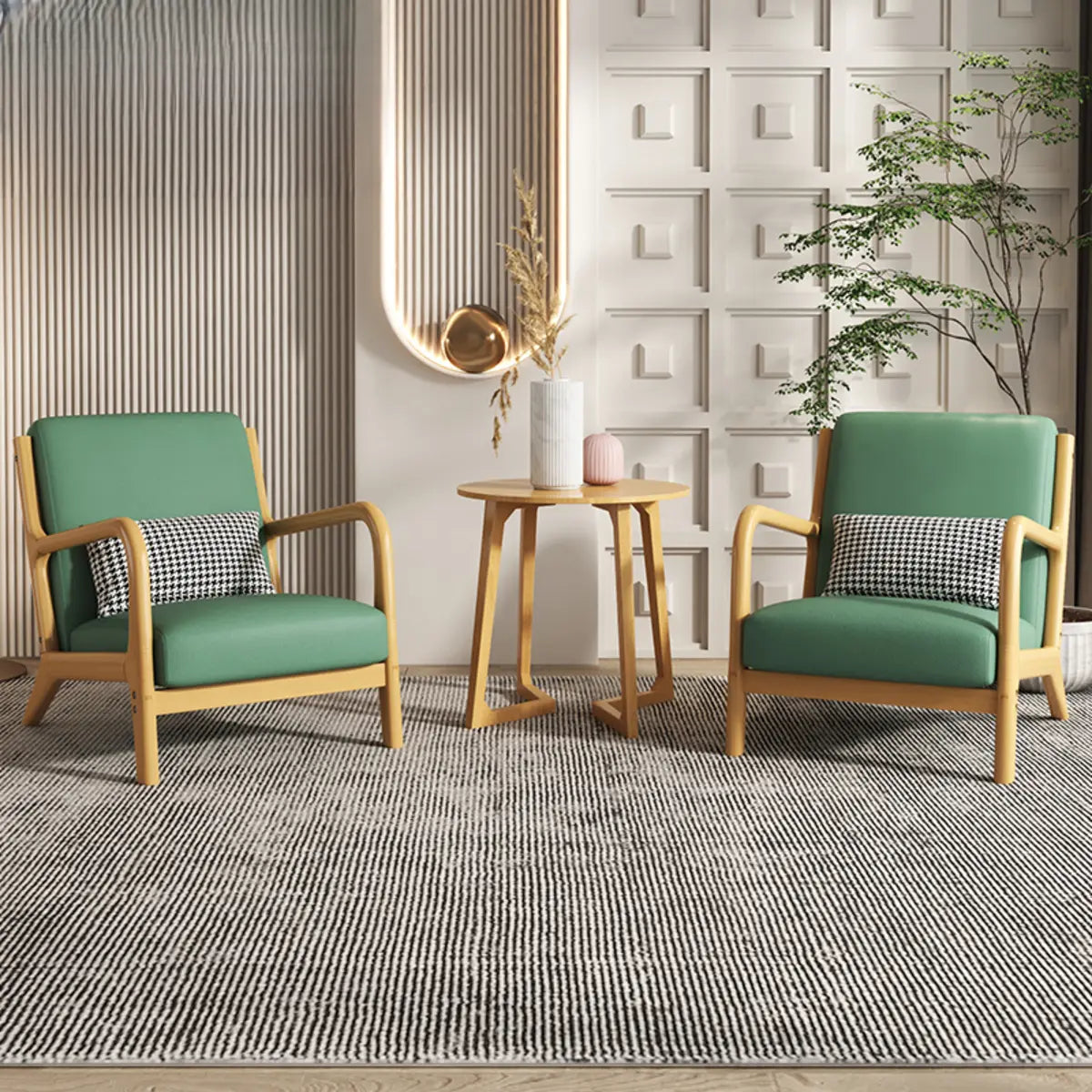 Ergonomic Green Tech Cloth Four Legs Accent Chair Image - 1