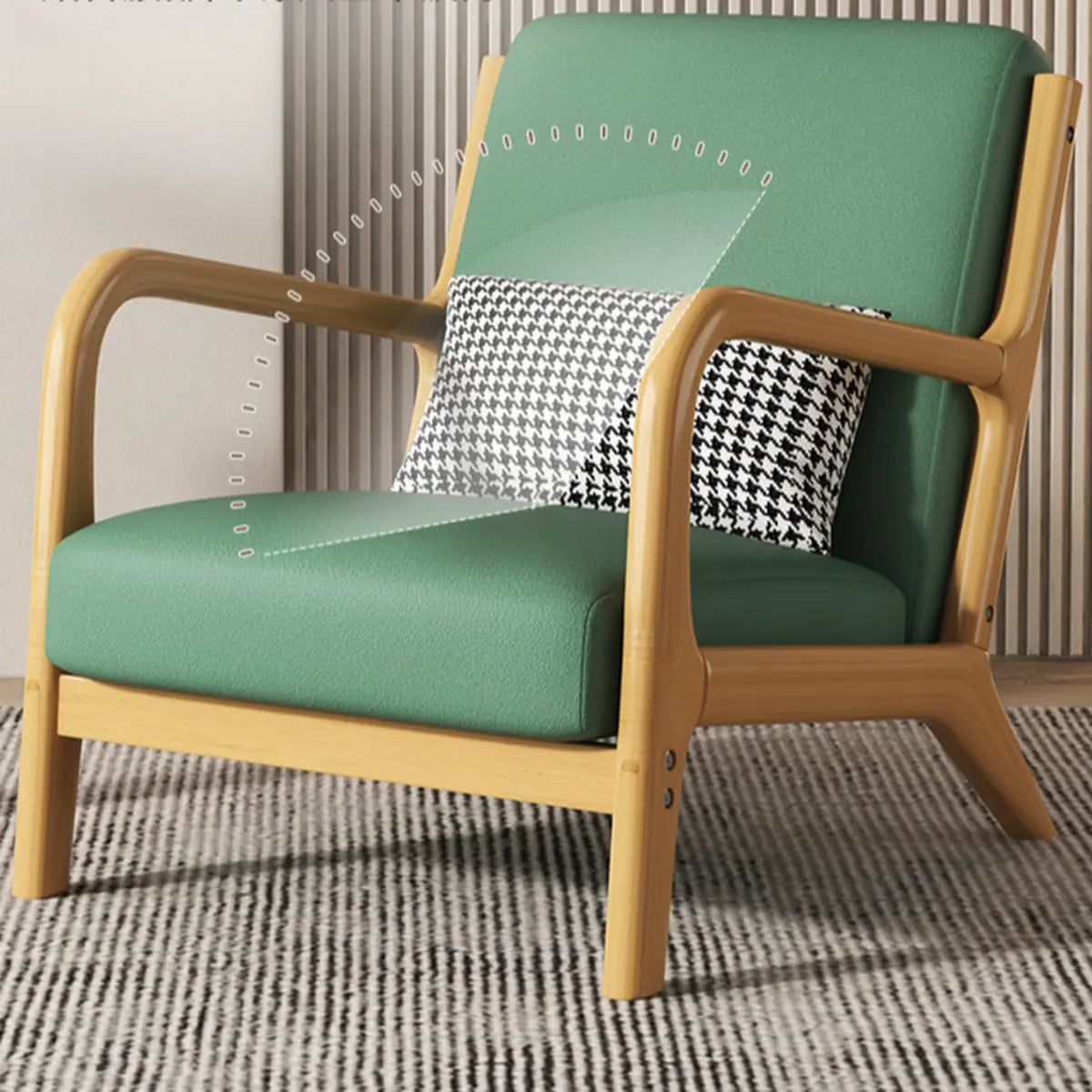 Ergonomic Green Tech Cloth Four Legs Accent Chair Image - 4