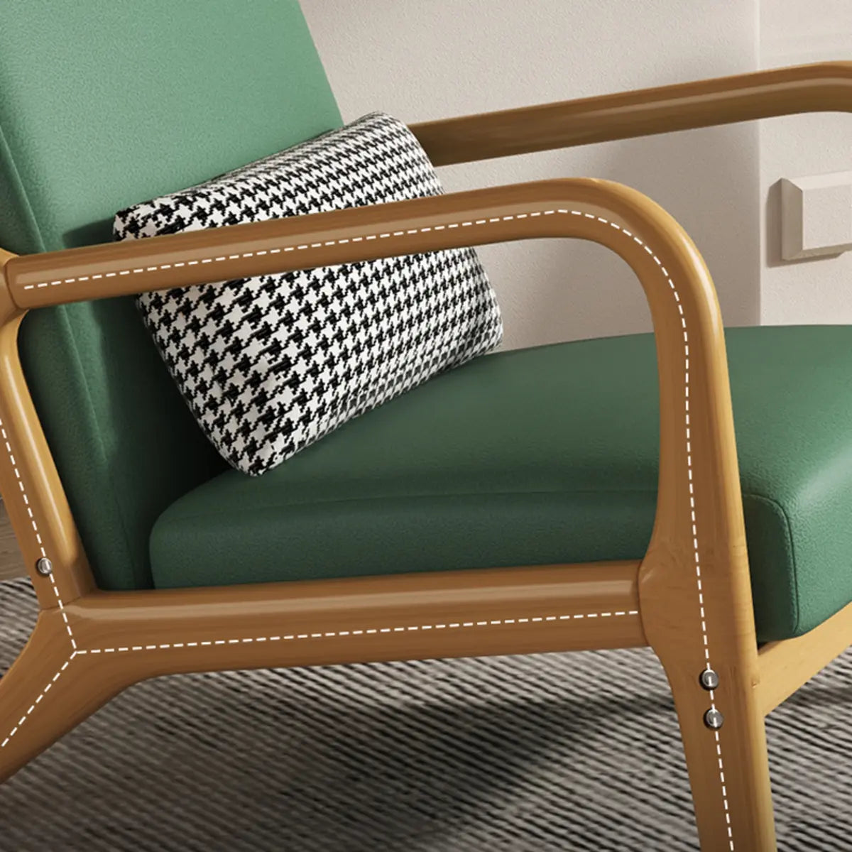 Ergonomic Green Tech Cloth Four Legs Accent Chair Image - 9