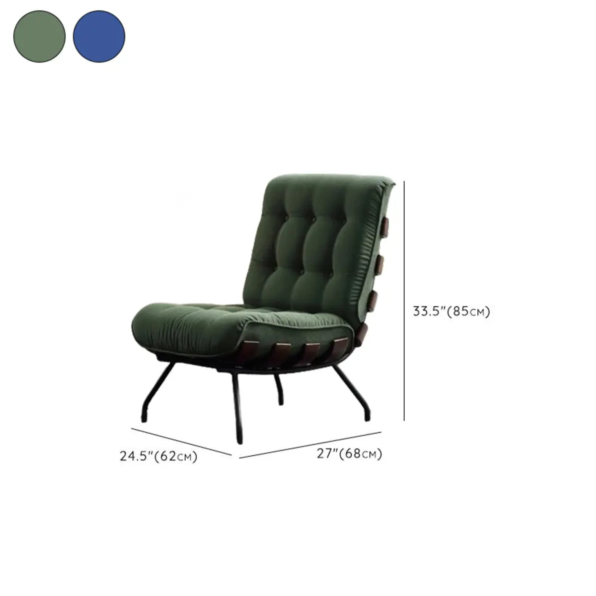 Ergonomic Green Tufted Back Spider Base Side Chair