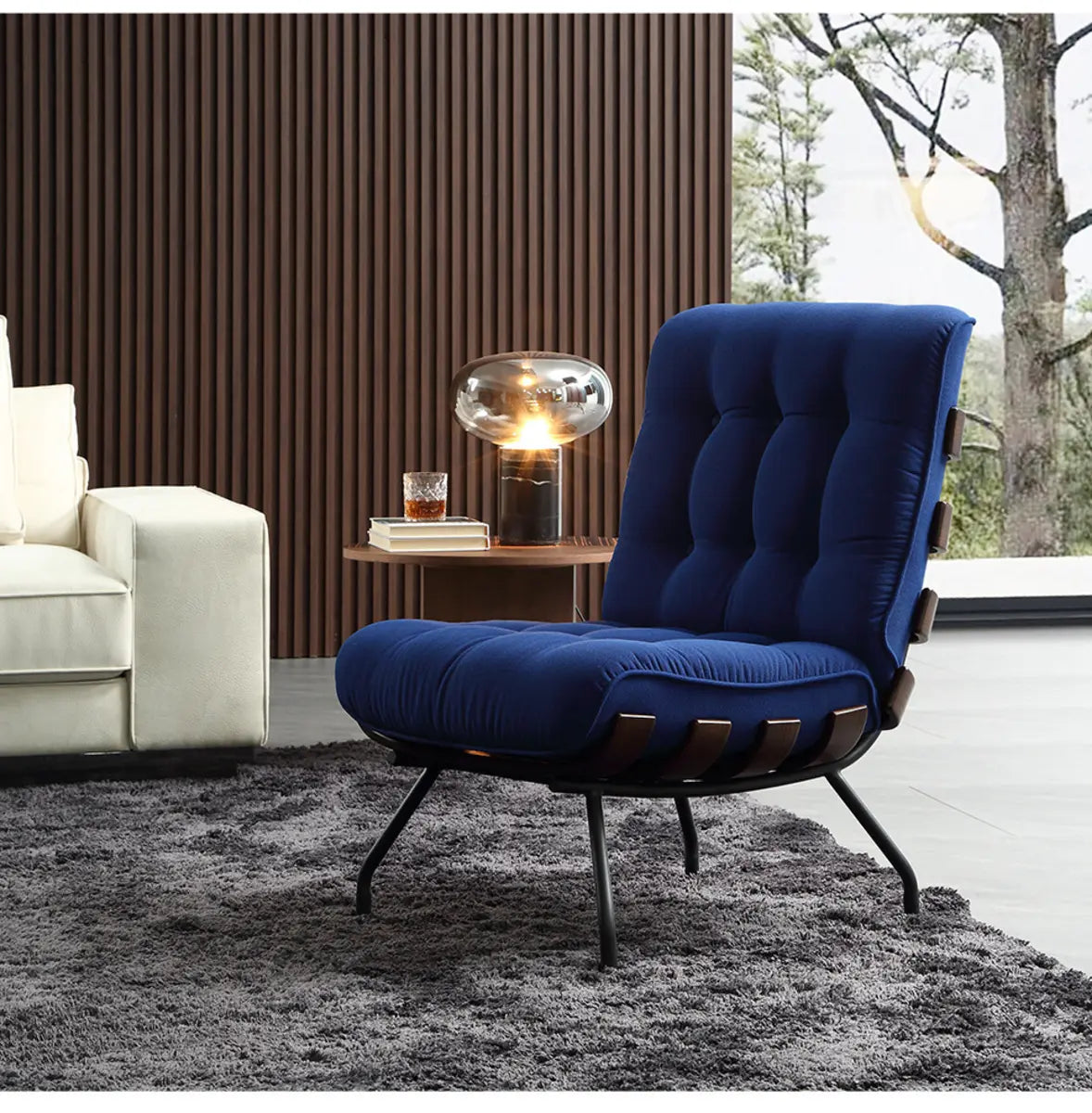 Ergonomic Green Tufted Back Spider Base Side Chair Image - 3