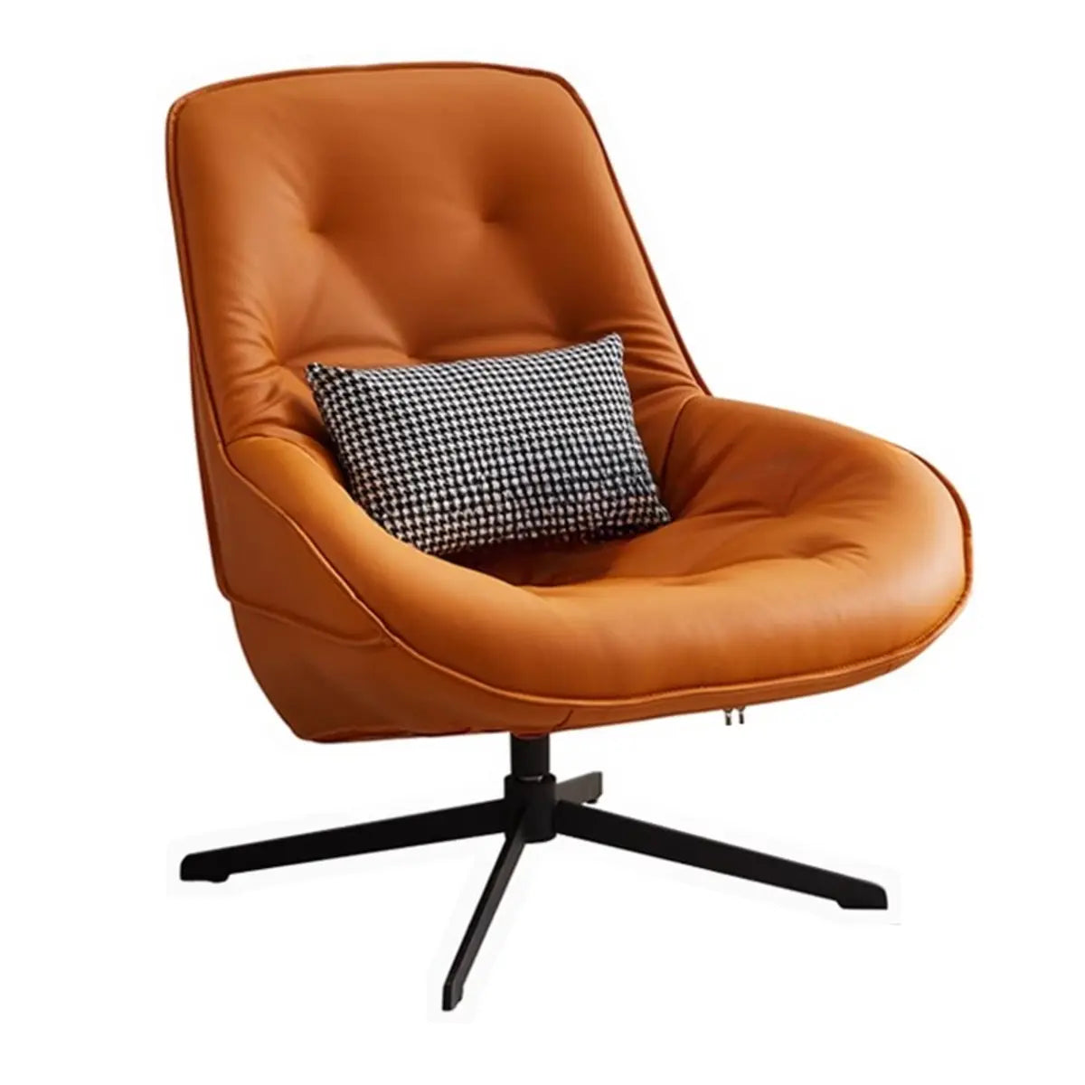 Ergonomic Leather Tufted Back Tufted Swivel Accent Chair Image - 10