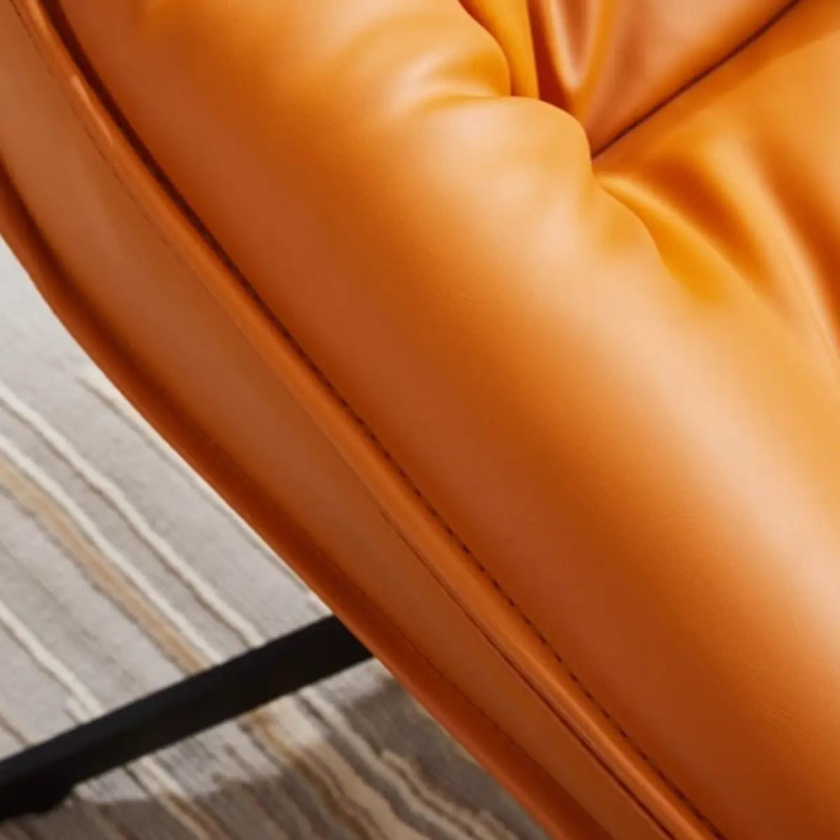 Ergonomic Leather Tufted Back Tufted Swivel Accent Chair Image - 12