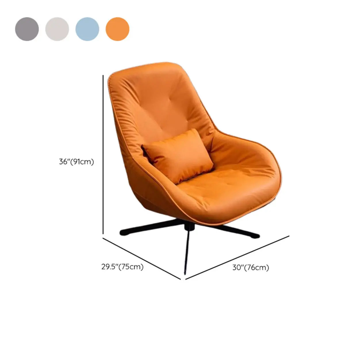 Ergonomic Leather Tufted Back Tufted Swivel Accent Chair