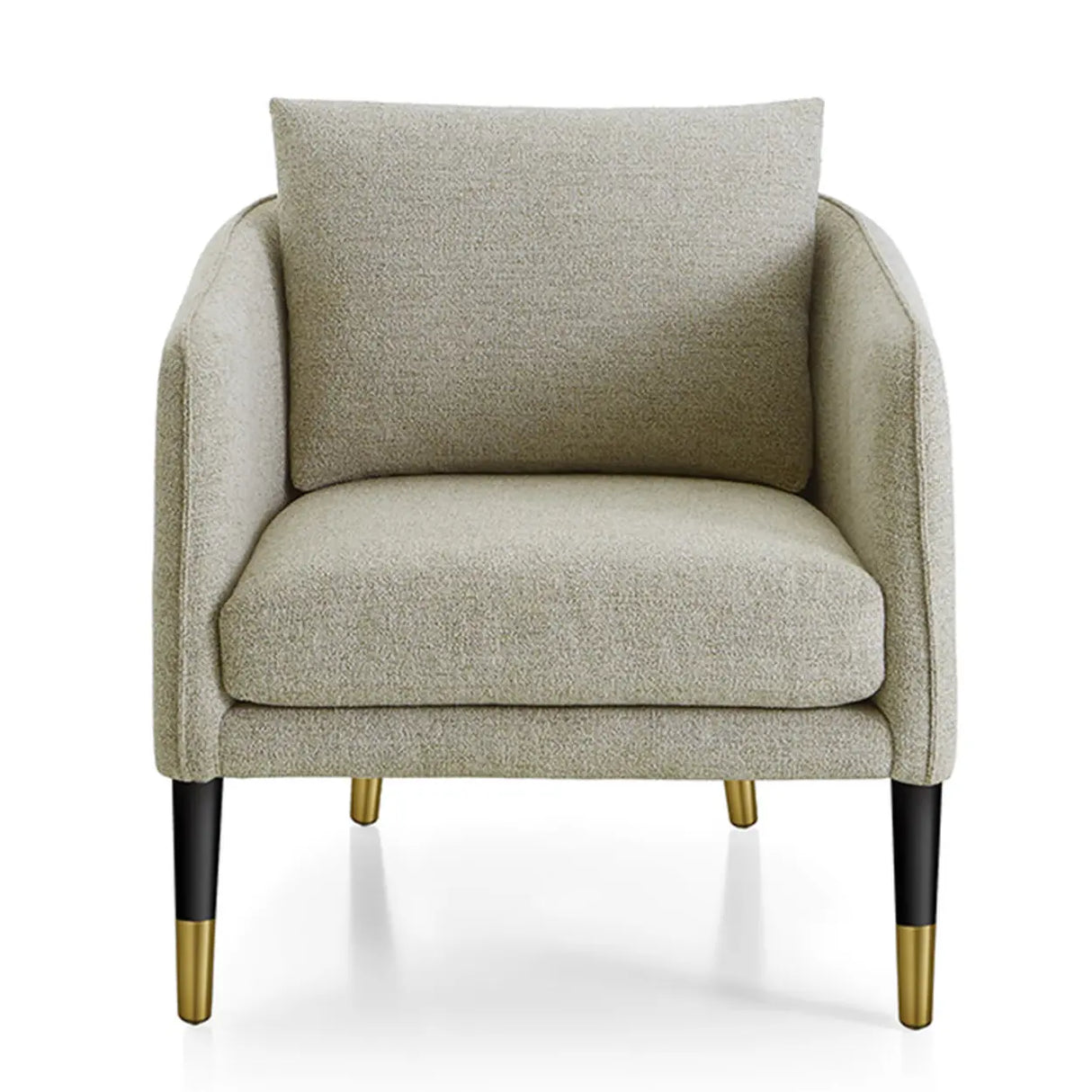 Ergonomic Linen Cushion Back Four Legs Barrel Chair Image - 2
