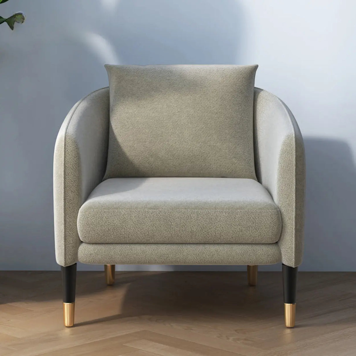 Ergonomic Linen Cushion Back Four Legs Barrel Chair Image - 4