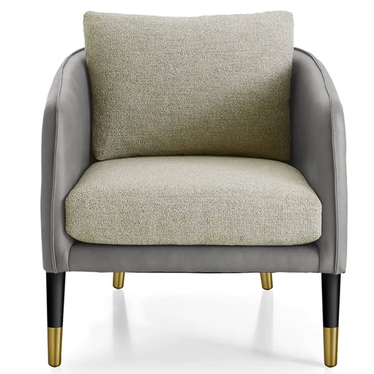 Ergonomic Linen Cushion Back Four Legs Barrel Chair Image - 5