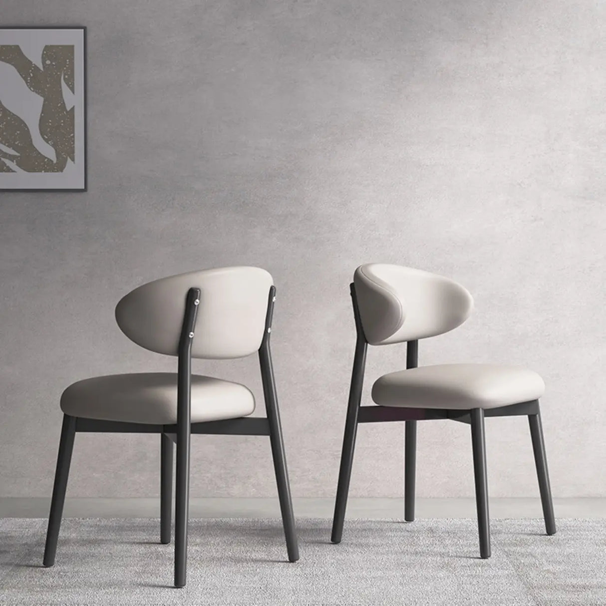 Ergonomic Low Back Leather Dining Chair with Cushioned Seat Image - 7