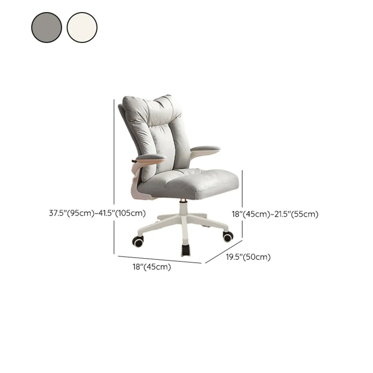 Ergonomic Off-White Modern Swivel Office Chair Image - 16