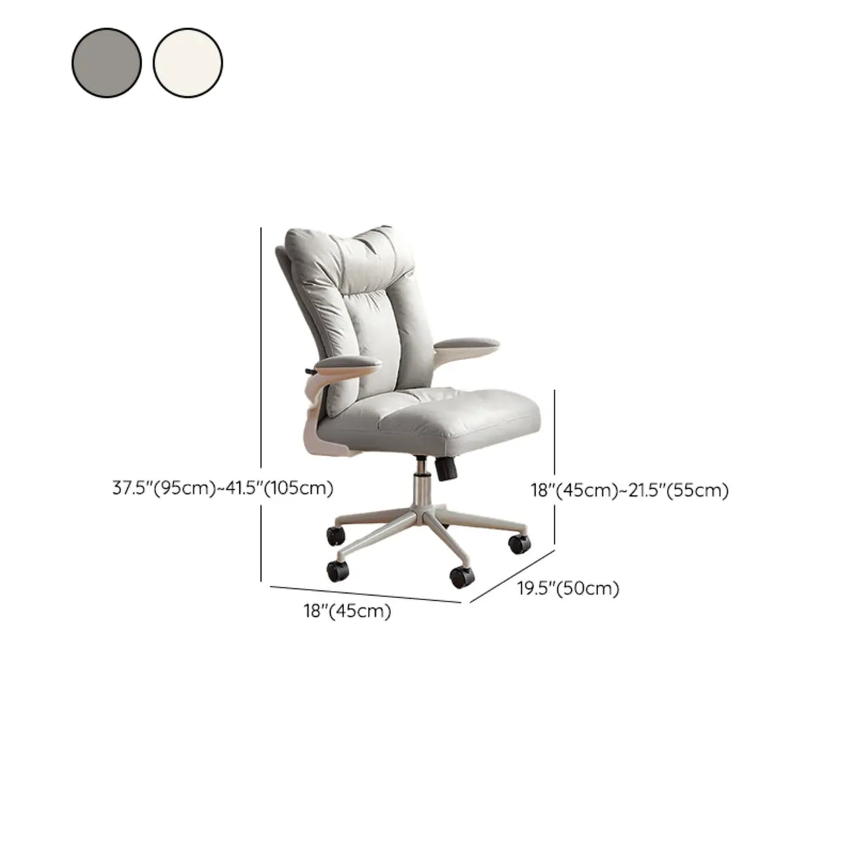 Ergonomic Off-White Modern Swivel Office Chair Image - 17